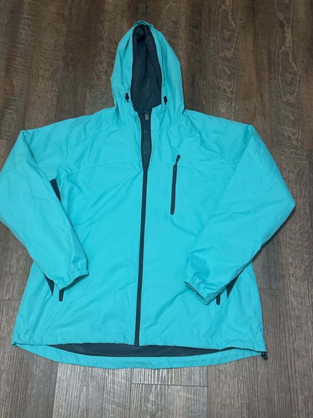 Natural Reflections Womens XL Teal Hooded Jacket Nylon Windbreaker Outdoor Hike
